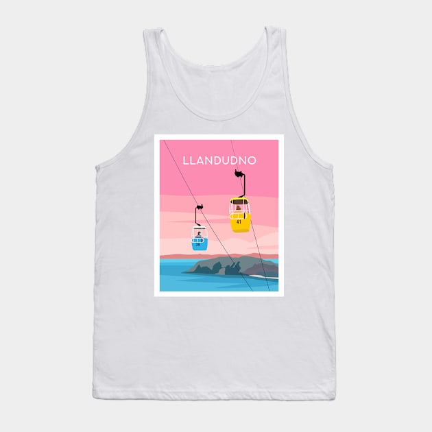 Llandudno Cable Cars - The Great Orme, North Wales in Pink Tank Top by typelab